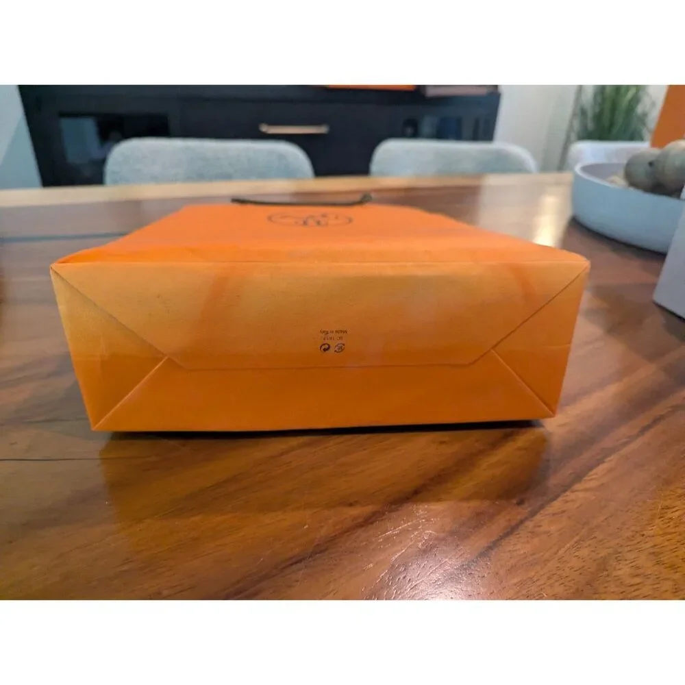 Hermès Orange Paper Gift Bag With Handle 11